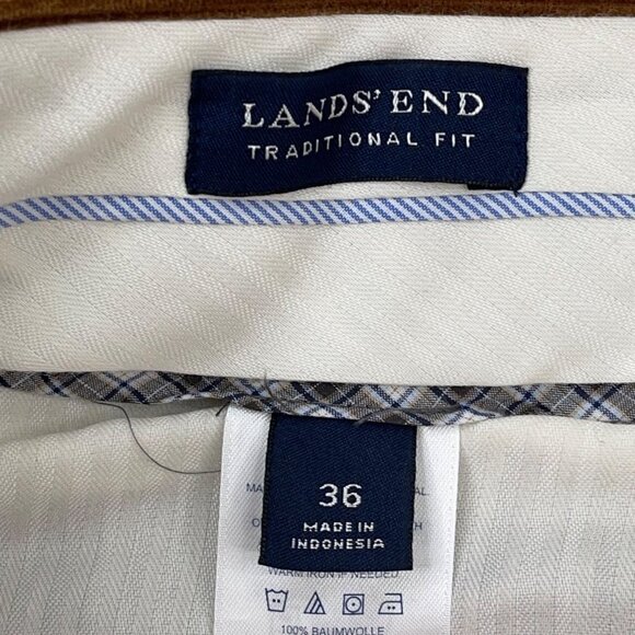 Lands' End SIZE 36x29 (Actual 38x29) Traditional Fit Brown Cotton Corduroy Pants - Picture 6 of 6